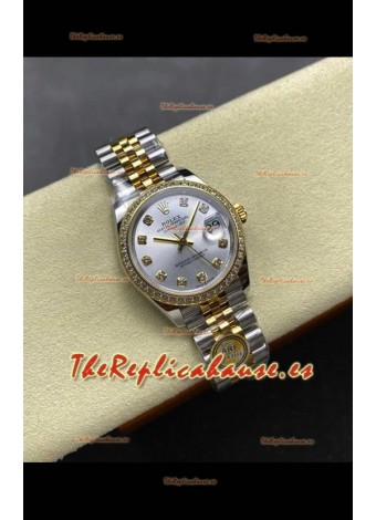 Reloj Rolex Superclon Datejust de 31 mm con esfera de acero y oro amarillo