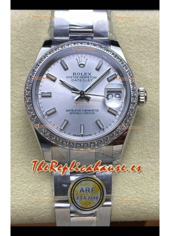 Reloj Rolex Superclon Datejust de 31 mm con esfera y caja de acero