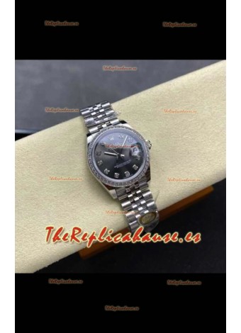 Reloj Rolex Superclon Datejust de 31 mm con esfera gris y Jubilee Superclon