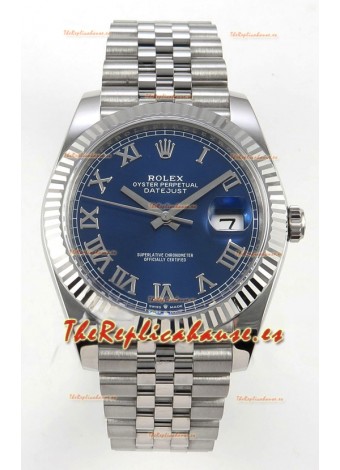 Reloj Datejust Superclon 126334 con esfera azul y números romanos, 41 mm, MVMNT con volante de inercia variable 3235
