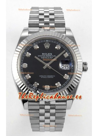 Reloj Datejust Superclon 126334 con esfera de diamantes negros, 41 mm, MVMNT con volante de inercia variable 3235