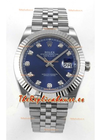 Reloj Datejust Superclon 126334 con esfera de diamantes azules, 41 mm, MVMNT con volante de inercia variable 3235
