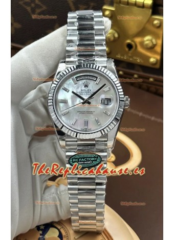 Reloj Rolex Day Date 228236 de acero inoxidable con esfera de perlas y cristal, réplica de alta calidad