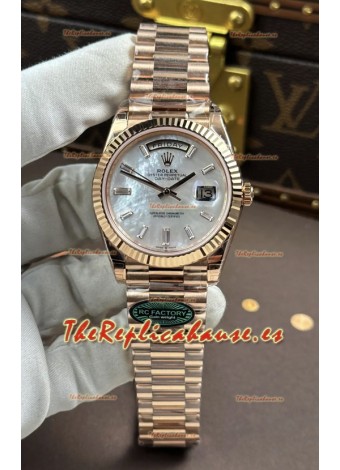 Reloj Rolex Day Date 228236 con esfera de perlas y oro rosa, réplica de alta calidad