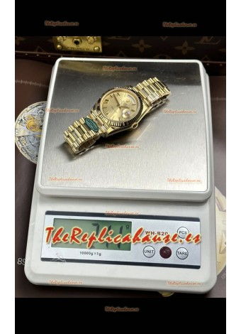 Reloj Rolex Day Date 228238 de oro amarillo con esfera romana dorada, superclon