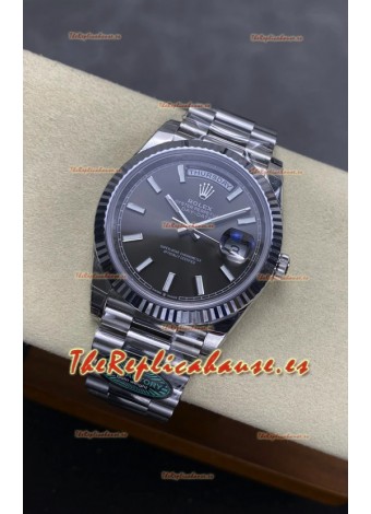 Reloj Rolex Day Date 228236 de acero inoxidable con esfera gris, réplica de alta calidad