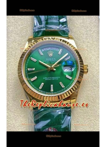 Reloj Rolex Day Date 128238 de oro amarillo con esfera de cristal verde, réplica de alta calidad