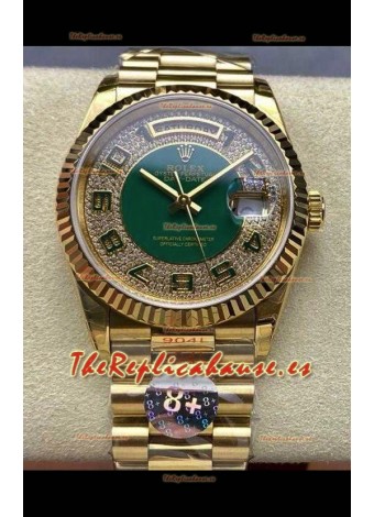 Reloj Rolex Day Date 118238 de oro amarillo con diamantes y esfera, réplica perfecta