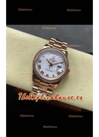 Reloj Rolex Day Date 128345RBR Superclon de oro rosa con esfera blanca