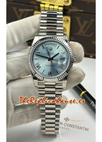 Reloj Rolex Day Date 228236 de acero inoxidable con esfera azul hielo, réplica de alta calidad