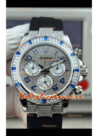 Reloj Rolex Daytona 116599 con movimiento libre, oro blanco y diamantes engastados, superréplica