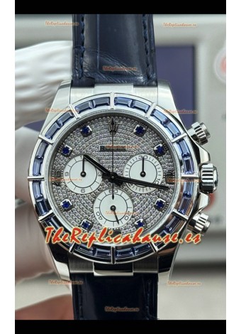 Reloj Rolex Daytona 116589SALV con movimiento libre, esfera de oro blanco y diamantes, superclon