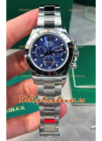 Reloj Rolex Daytona 126509 con esfera azul, marcadores de bastón y MVMNT con volante de inercia variable, superclon