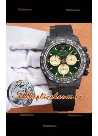 Reloj Rolex Daytona Superclon con caja de carbono forjado y esfera verde