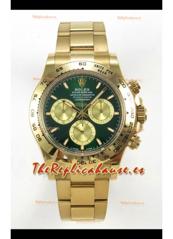 Reloj Rolex Daytona 126508 de oro amarillo con esfera verde, superclon, MVMNT con volante de inercia variable