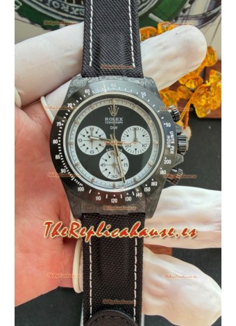Reloj Rolex Daytona DiW con esfera Paul Newman de fibra de carbono negra, réplica exacta de unReloj Rolex Daytona DiW