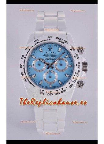 Reloj Rolex Daytona AET de cerámica blanca con esfera azul y movimiento 4130, superclon