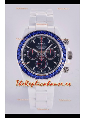 Reloj Rolex Daytona AET de cerámica blanca con esfera azul oscuro y movimiento 4130, superclon