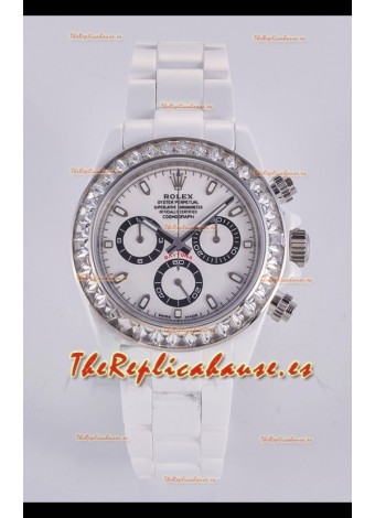 Reloj Rolex Daytona AET de cerámica blanca con esfera blanca y movimiento 4130, superclon
