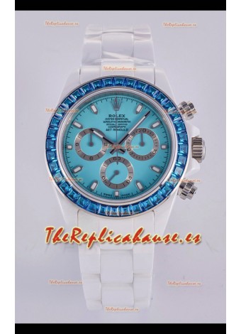 Reloj Rolex Daytona AET de cerámica blanca con esfera azul y movimiento 4130, superclon