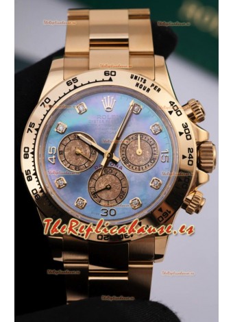 Reloj Rolex Daytona 116508 de oro amarillo con esfera de nácar y MVMNT con volante de inercia variable, superclon