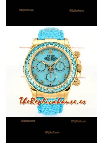 Reloj Rolex Daytona 116568 de oro amarillo, movimiento 4801, zafiros, esfera azul, superclon