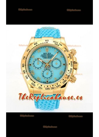 Reloj Rolex Daytona 116568 de oro amarillo con movimiento 4801 y esfera azul, réplica de alta calidad