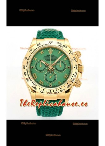 Reloj Rolex Daytona 116568 de oro amarillo con movimiento 4801 y esfera verde, réplica de alta calidad