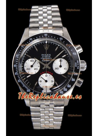 Reloj Rolex Daytona Paul Newman de 37 mm con esfera negra y cuerda manual, réplica de alta calidad