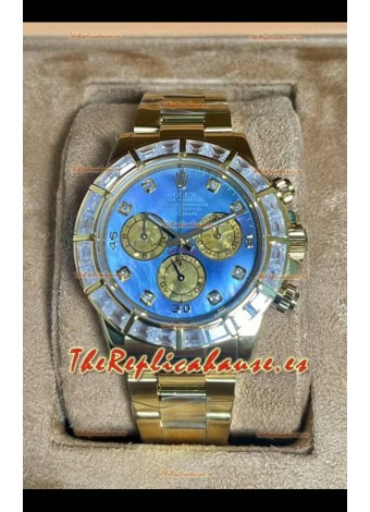 Reloj Rolex Daytona 116568 Superclon de oro amarillo con esfera azul perlada