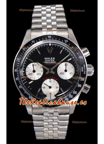 Reloj Rolex Daytona Paul Newman de 37 mm con esfera negra y cuerda manual, réplica de alta calidad