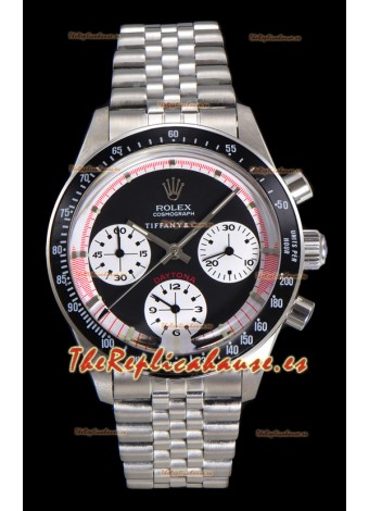 Reloj Rolex Daytona Paul Newman 37MM Tiffany & Co con esfera negra y cuerda manual, superclon