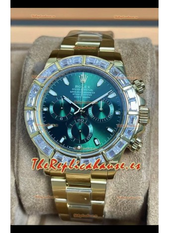 Reloj Rolex Daytona 116568 Superclon de oro amarillo con esfera verde
