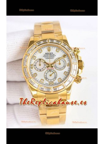 Reloj Rolex Daytona 116519 Superclon de oro amarillo con esfera de perlas blancas