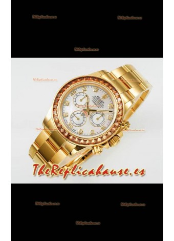 Reloj Rolex Daytona 116519 Superclon de oro amarillo con esfera perlada