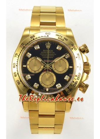 Reloj Rolex Daytona 126508 de oro amarillo con esfera negra y MVMNT con volante de inercia variable, superclon
