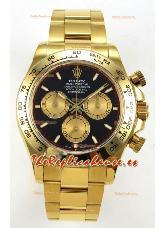 Reloj Rolex Daytona 126508 de oro amarillo con esfera negra y MVMNT con volante de inercia variable, superclon
