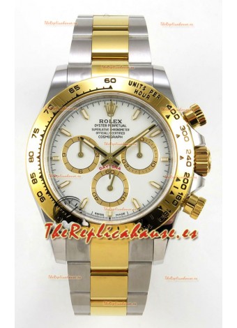 Reloj Rolex Daytona 126503 bicolor con esfera blanca y movimiento libre, superclon