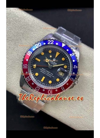 Reloj réplica suizo Rolex GMT Master 16750 Pepsi Patina Vintage Matte Dial