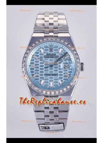 Reloj Rolex Land-Dweller 127336 Ice Blue Honeycomb Diamonds de 40 mm, réplica de alta calidad