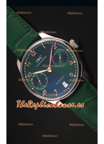 IWC Portugieser Swiss 1:1 Reloj Replica a Espejo Dial Verde, Caja en Acero