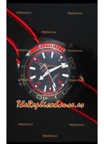 Omega Seamaster Planet Ocean Deep Black Red GMT Reloj Replica Suizo Edición 1:1