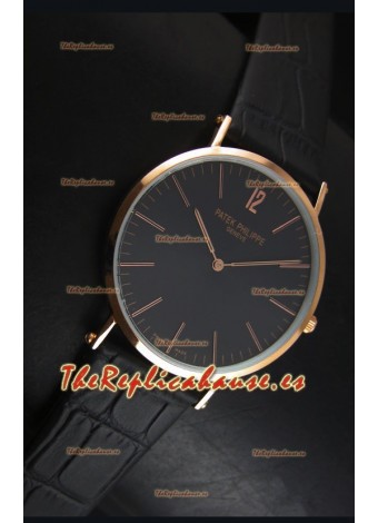 Patek Philippe Calatrava Ulta -Thin Reloj Cuarzo Suizo Caja de Oro Rosado