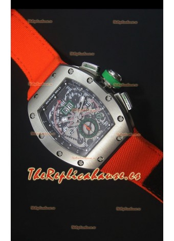 Richard Mille RM011 Filipe Massa Reloj Replica Suizo Caja en Titanio en correa de Nylon Naranja