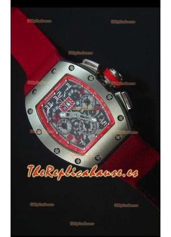 Richard Mille RM011 Filipe Massa Reloj Replica Suizo Caja en Titanio en Correa de Nylon Roja