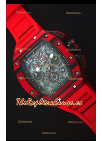 Richard Mille RM011-03 Reloj con Caja de Carbón Forjado Rojo de una sola Pieza en Correa color Rojo