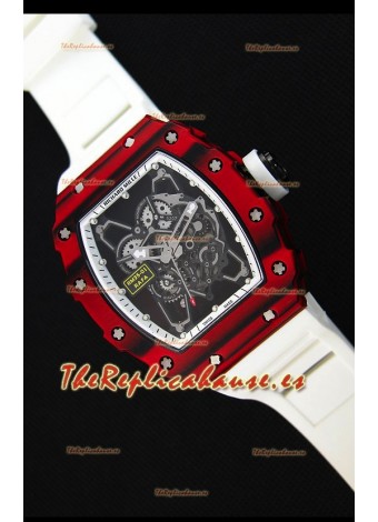 Richard Mille RM35-01 Reloj con Caja de Carbón Forjado Rojo de una sola Pieza en Correa color Blanco