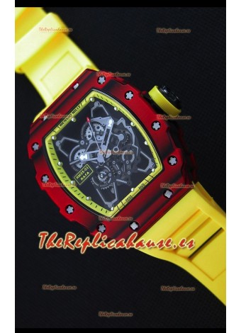 Richard Mille RM35-01 Reloj con Caja de Carbón Forjado Rojo de una sola Pieza en Correa color Amarillo