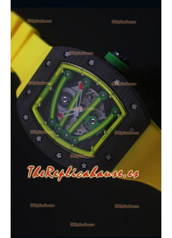 Richard Mille RM059 Yohan Blake Reloj Replica Suizo Caja en Carbón Forjado, Bisel en Amarillo