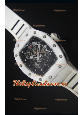Richard Mille RM055 Reloj con Caja en Cerámica color Blanco con parte Interna del Bisel en color Negro